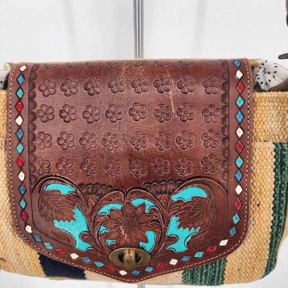 MYRA BAG Floral Etching Western Hand Tooled Crossbody Bag NWT - Picture 8 of 15